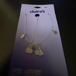 NWT Claire's Best Friends Rainbow‎ Necklace Set BFF Friendship Necklaces Silver